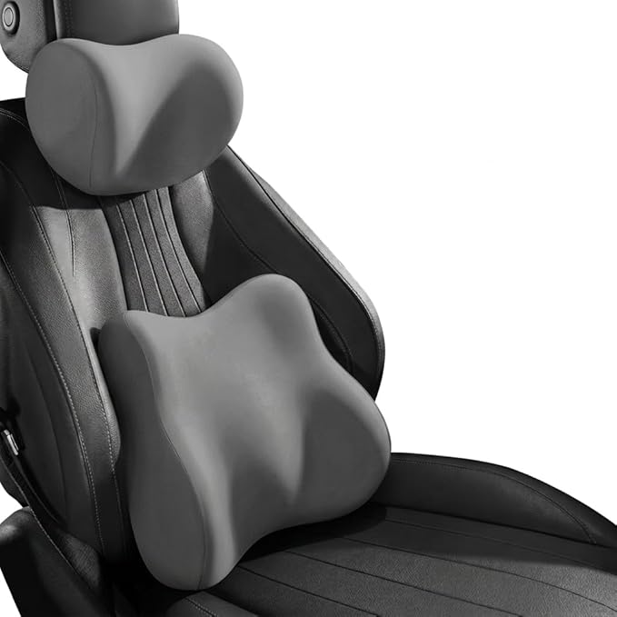 Car Headrest Pillow & Lumbar for Audi A6 C4 4A A6 C5 4B A6 C6 4F A6 C7 4G A6 C8 Avant Allroad A8 D2 A8 D3 A8, Car Seat Neck Pillow Back Support, Breathable All-Season Seat Cushions, 2PCS