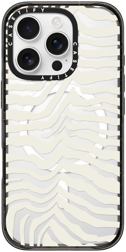CASETiFY Impact Case for iPhone 16 Pro [Slim / 8.2 ft. 4X Military Grade Drop Protection/Compatible with Magsafe] - Zebra Stripe - Clear Black