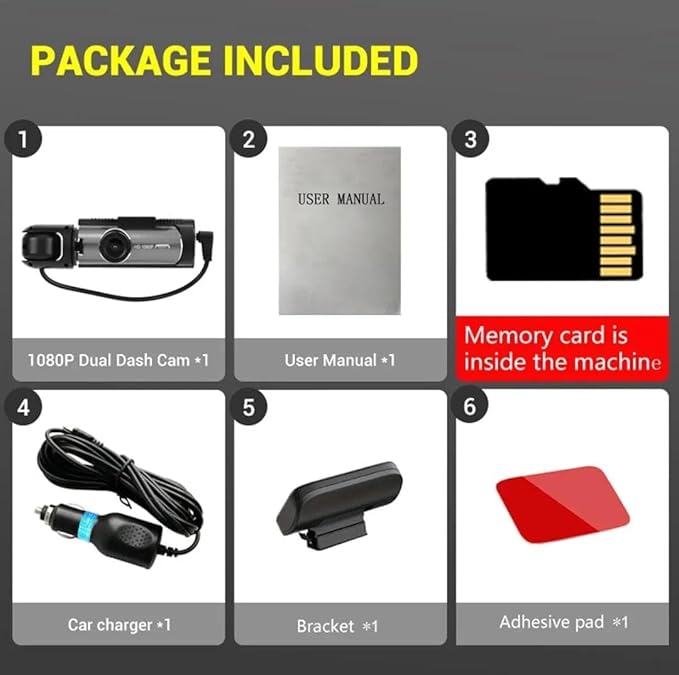 Dash Cam Front & Rear, Cardvr Video Dash, 1 Count Mini Dash Cam for Car with 32GB SD Card, 3.16 Inch IPS Screen 1080P HD Camera with Dual Lens