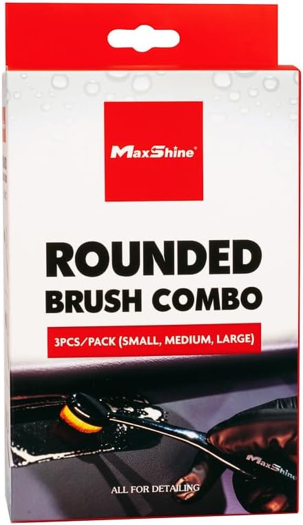 Maxshine 3-Piece Detailing Brush Set | Large, Medium, Small Sizes, Ultra-Soft Bristles, Ergonomic Handles | Multi-Purpose Car Cleaning, Chemical Resistant, Easy to Clean