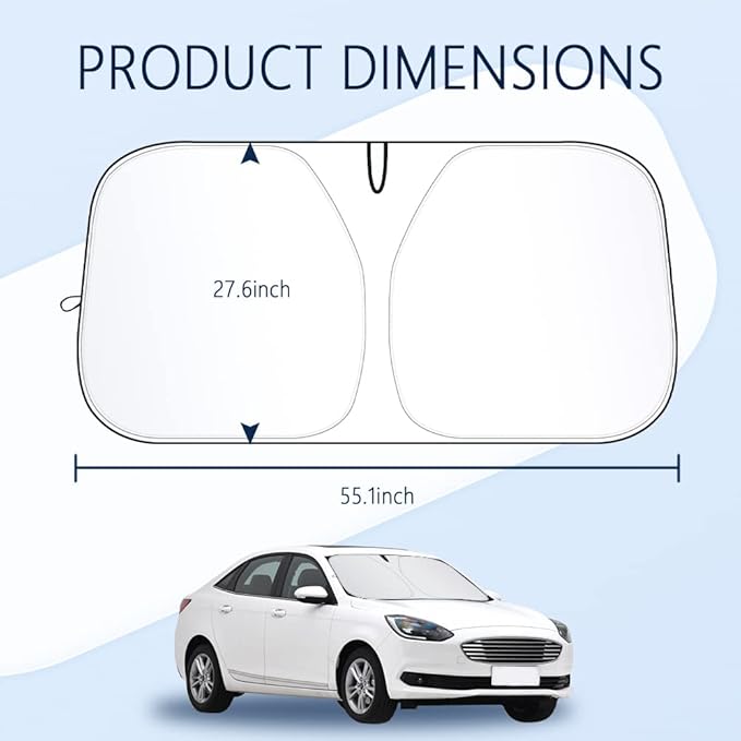 300T Thickened Automotive Glass Sunshade and Comes with Storage Bag,Keep Car Interior Cool,Windshield Sun Shade Fit for Small Cars (M: 55.12 * 27.6 inch)