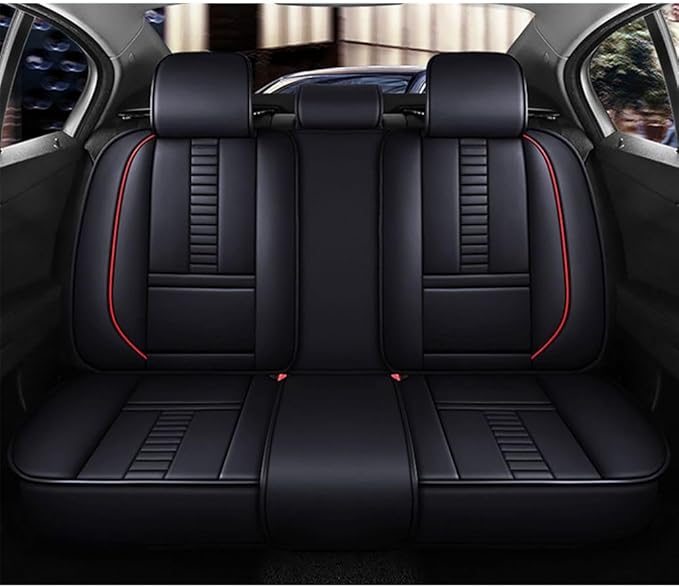 for Toyota CHR Seat Covers 2018-2026, Full Coverage Customized Car Seat Covers, Premium Leather Waterproof Stain-Resistant Easy to Install (Standard 5 Seats, Black&Red)