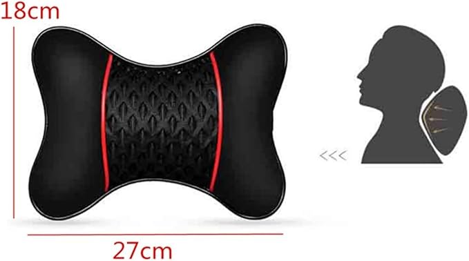 2Pcs Car Headrest Pillow, 28cm PU Leather Car Neck Support Pillow, Car Seat Head Neck Pillow for Driving Traveling
