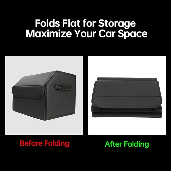 Car Trunk Organizer, Leather Material, Sturdy and Durable, Waterproof and Stain-Resistant Surface, Wipes Clean Easily, Collapsible to Save Space, Say Goodbye to Clutter, for SUVs & Sedans