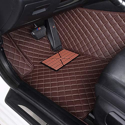 Custom Floor Mats for Cars fit 95% Sedan SUV Sports Car Full Coverage All Weather Men Women Pads Protection Non-Slip Leather Floor Liners (Black with Blue Stitching)