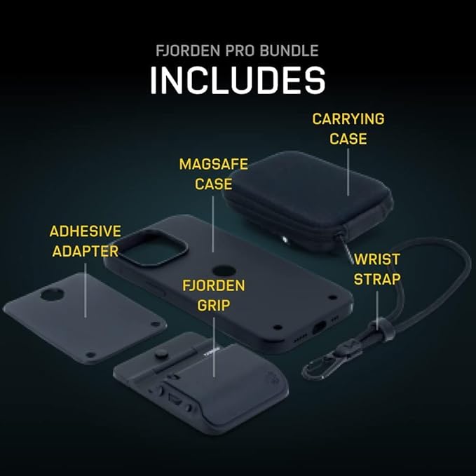 FJORDEN Pro Bundle for iPhone 16 Pro Max - Includes Fjorden Camera Grip, (MagSafe Compatible) iPhone Case, Black Rope Strap & Carry Case - Shoot Like A Pro with Your iPhone