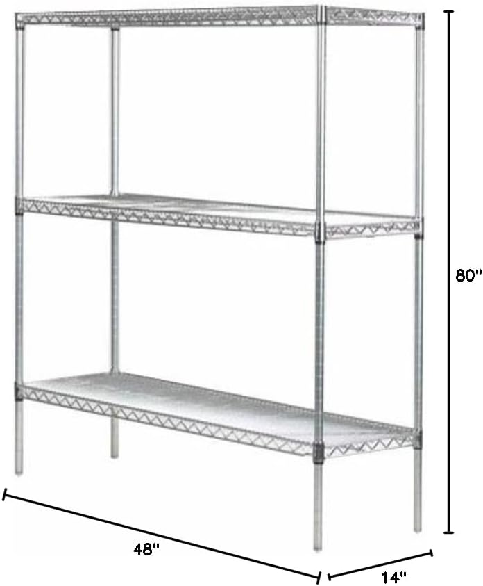 Omega 14" Deep x 48" Wide x 80" High 3 Tier Gray Starter Shelving Unit