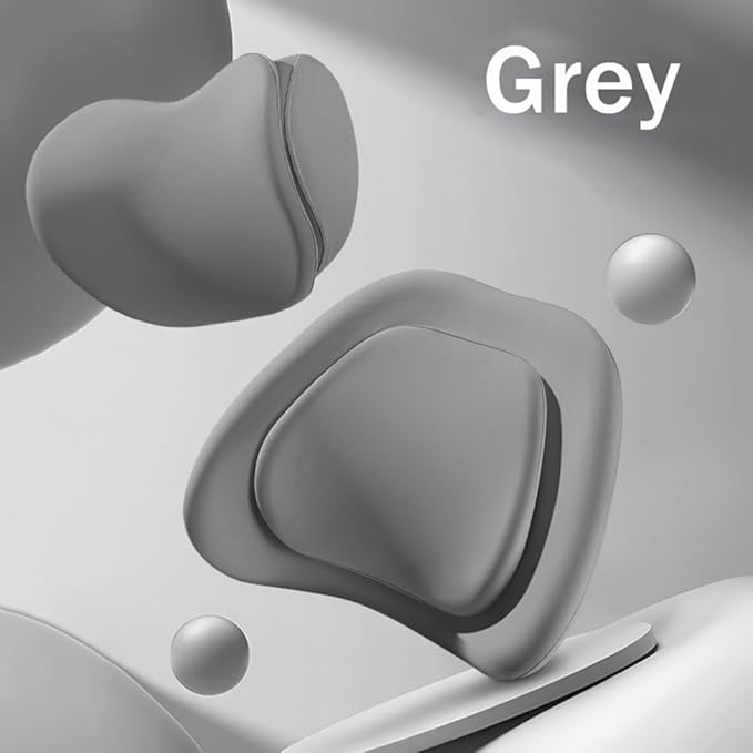 Car Headrest Lumbar Support Cushion for VW Golf VIII VI V IV III II I Mk 8 7 6 5 4 3 R GTE/GTI/GTD/Clubsport 45, Memory Foam Relieve Fatigue Breathable Car Seat Neck Pillow,Grey-Set