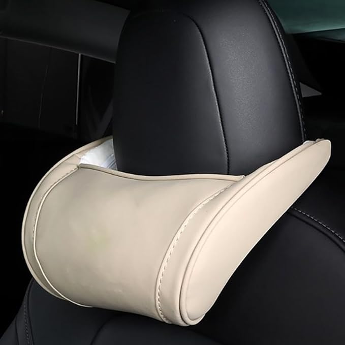 Car Headrest Neck Pillow Support Memory Foam Ergonomic Design Accessory for Driving Seat Fatigue Relief Compatible with Model S X 3 Y & Cybertruck - 1 Piece