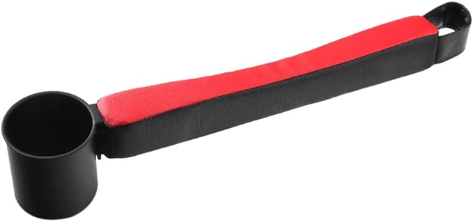 Supin 2 Prices Car Seat Gap Filler Pad PU Leather Console Side Pocket Organizer and one Cup for Cellphone Wallet Coin Key (Black+Red)