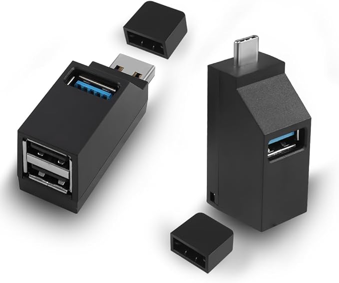 3-Port USB Hub for Laptop,USB Port Expander Adapter,1 USB 3.0 and 2 USB 2.0 Port Portable Powered Data Suitable for Connecting USB C and USB A Ports to Mobile Hard Drives, USB Flash Drives