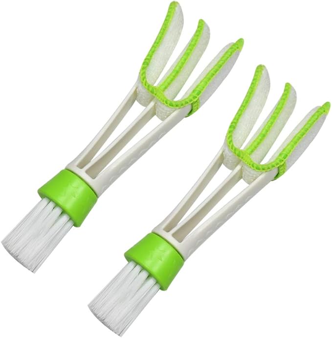 Multifunction Cleaning Brush for Car Air Vent - 2 Microfiber Sleeves Blinds Cleaner Tools for Keyboard Window Leaves Blinds Shutter 2 Pack