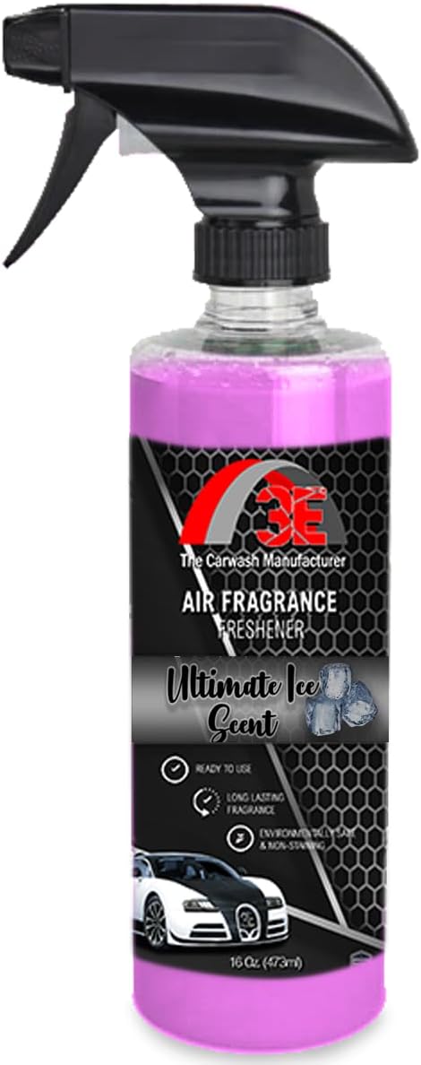 3E Car Air Freshener Premium Ultimate Ice Scent 16 fl oz – Professional Automotive Air Freshener & Odor Eliminator, Long-Lasting Interior Fragrance for Cars, Trucks, SUVs, RV, Home & Office