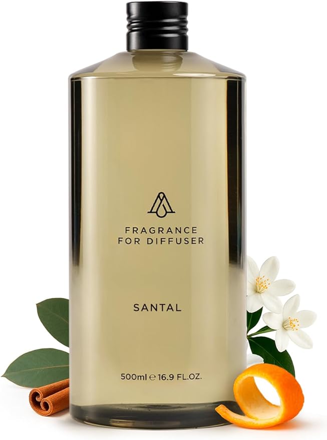 AromaPlan Hotel Scents Santal 16.9 Fl Oz (500ml), Home Luxury Aroma & Hotel Diffuser Oil- Hotel Diffuser Oil for Aromatherapy- USA Made, Bigger Bottle, Bolder Aroma & Longer Lasting
