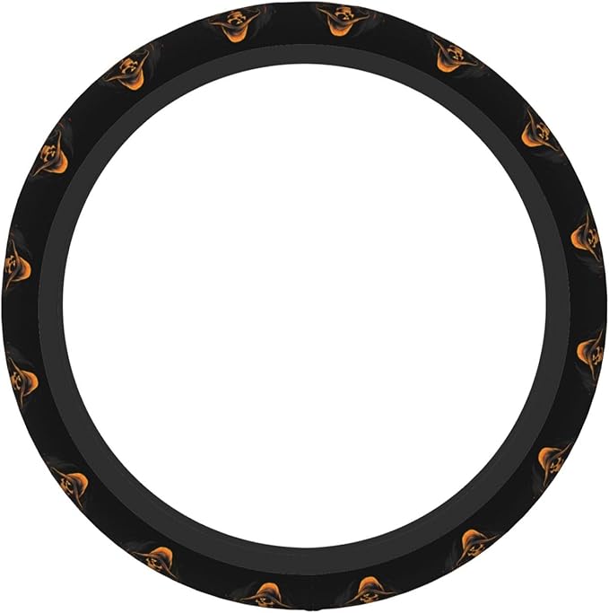 Funny Skeleton Skull Pumpkin Steering Wheel Cover Men, Comfortable Elastic Steering Car Wheel Cover Fit 15 inches Universal Accessories Suvs Trucks Decor