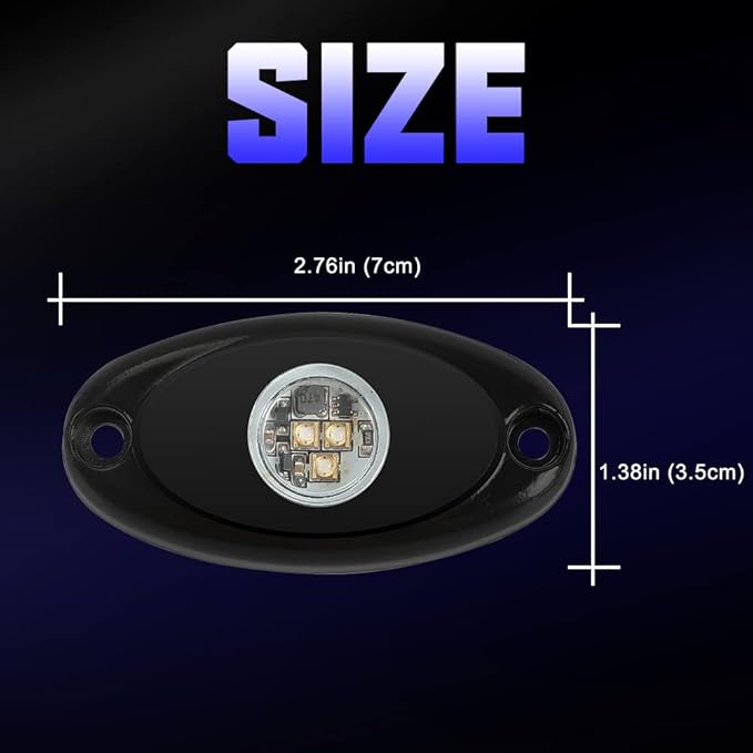 SUNPIE 8 Pods Quick Connect Blue Rock Lights, 4M Extension Wires Each Light, 3 High Power Chips, Rubber Mounting Pads, IP67 Waterproof Rock Lights Fits for Trucks Trailer Cars SUV ATV UTV Boats