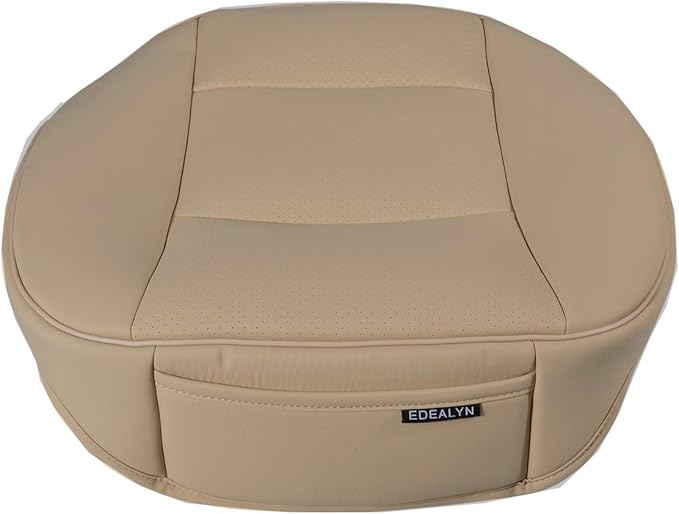 Luxury PU Leather Car Seat Cover Protector Front Car Seat Cover Seat Bottom Cover Single Seat Cover-Compatible with 90% Vehicles (Width 20.8× Deep21 × Thick 0.2 inch) (Beige)