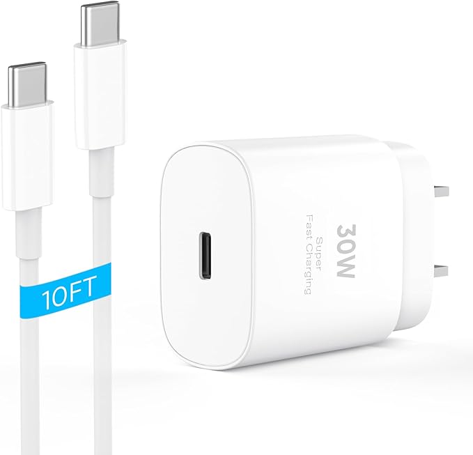 iPhone 17 16 15 Charger Fast Charging 10FT Cable, 30W USB C Charger Block for i Phone 15 16 16e 17 Air Plus Pro Max/iPad Pro/AirPods, PD USBC Power Adapter Wall Plug & Long Type C to C Cord