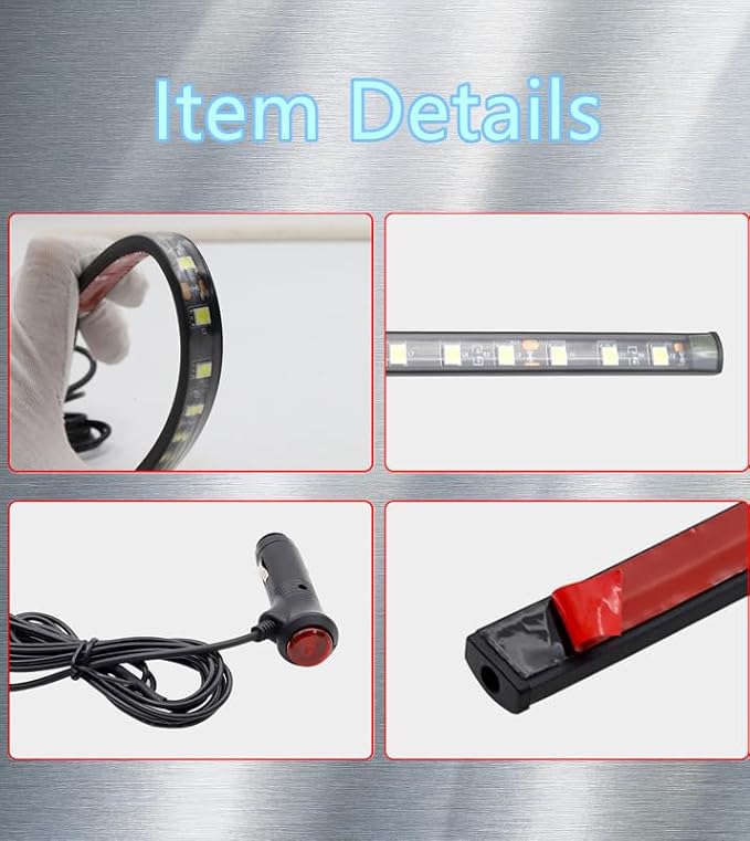 LED Interior Lights DC 12V Seat Ambient Light Cigarette Lighter, Car Uncer Dash LED Light Strip DRL Daylight Strip Car Icyblue Atmosphere Lights-2 splitters in1