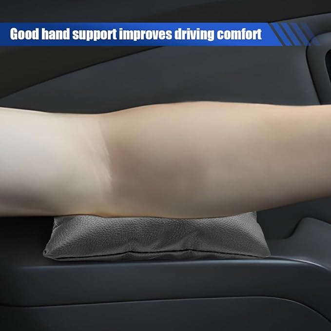 Car Knee Cushion Pad, PU Leather Automotive Center Console Elbow Armrest Pillow, Soft Auto Door Leg Support Pad Protector, Universal Vehicle Interior Comfort Accessories (Black)