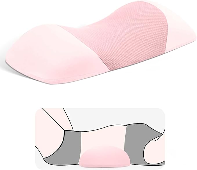 Lumbar Support Pillow for Sleeping,Premium Memory Foam Lower Back Pain Relief Bed Rest Support Pillows for Car Bed,Couch,Waist Support Care Cushion,Sleep Lumbar Pillow (Light Pink)