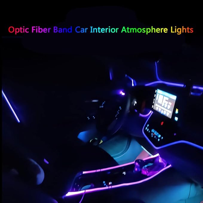 Super Bright MMA Plastic Optic Fiber Side Glow Unibody Band Edge Cable Car LED Illumination Optic Fiber Band Car Interior Atmosphere Lights (164ft)
