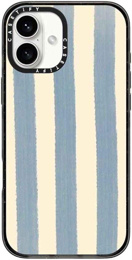 CASETiFY Impact Case for iPhone 16 Plus [8.2ft 4X Military Grade Drop Protection/Compatible with Magsafe] - Blue Stripes - Clear Black
