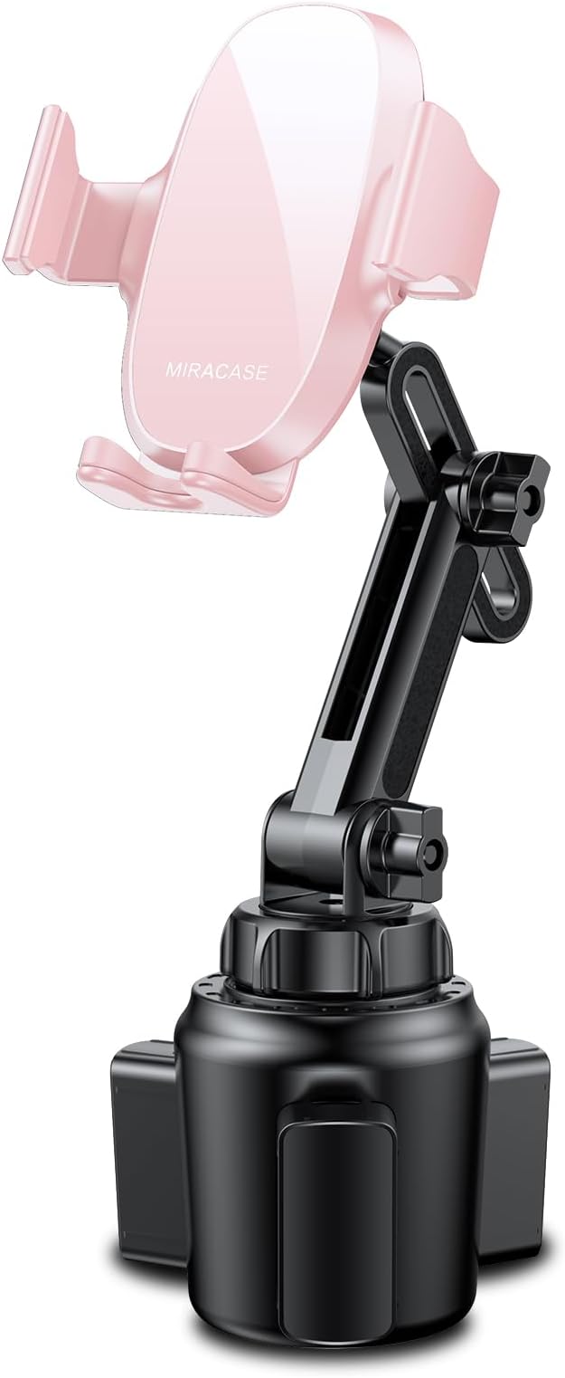 Miracase Universal Cup Phone Holder for Car, [Upgraded Version] Adjustable Long Neck Car Cup Holder Phone Mount Cradle Friendly Compatible with iPhone Samsung Google and All Smartphones, Crystal Pink
