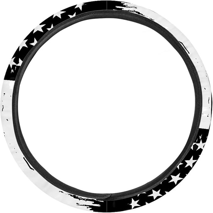 SEANATIVE American Flag Print Universal Steering Wheel Cover, Silicone Steering Wheel Cover, Easy to Disassemble, Non-Slip Soft Steering Wheel Cover