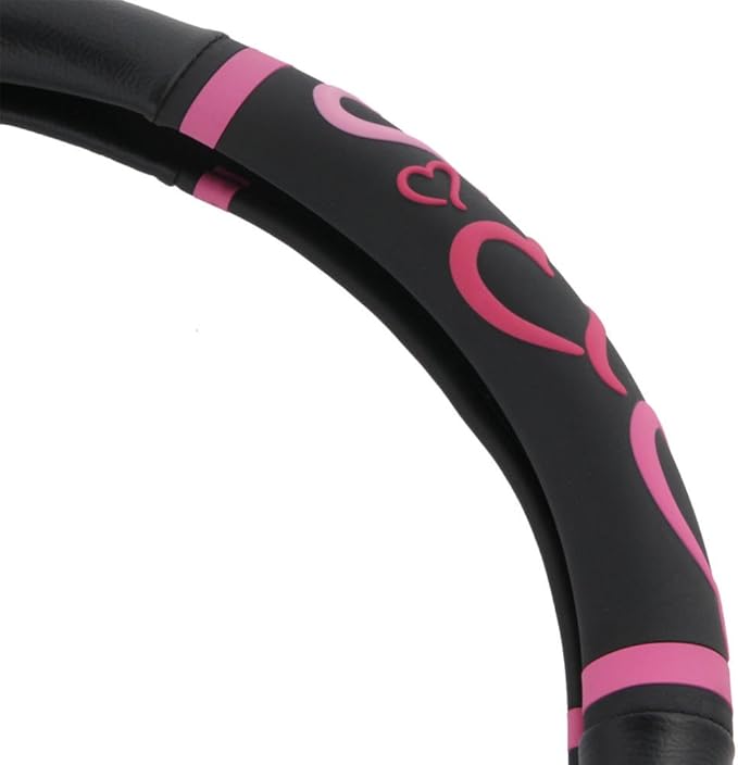 BDK Universal Fit Universal Love Story Steering Wheel Cover - Rubber (Love Story Pink)