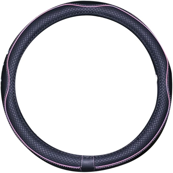 Mayco Bell Large Size Steering Wheel Cover Anti-Slip,Safety,Soft,Breathable,Durable,Full Surround,Comfortable Grip Microfiber Leather (15.5-16 inch, Black Pink)