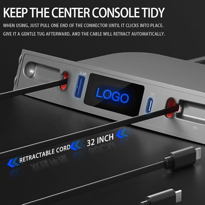65W USB Charging Hub for Tesla New Model Y Juniper & Model 3 Highland，Hidden Docking Station Design (for Y/3 2023 2022 2021)