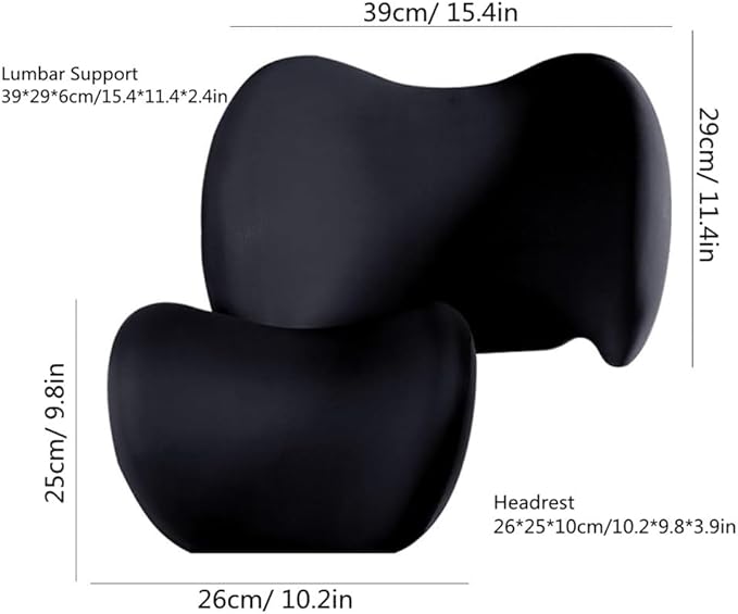 Car Lumbar Support Pillow and Car Neck Pillow Kit, Ergonomic Car Seat Headrest & Lumbar Cushion with Adjustable Strap for Neck Back Pain Relief, For Office Chair/Truck/Wheelchair (Light green)