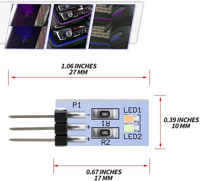 NJSBYL Blue/Purple Led B-Pillar Ambient Lighting Circuit Board Replacement for B’MW X5 X6 X7 M3 M4 M2 Series 2/3/4/5/7 Pre-LCI LCI Courtesy Front Seatback Sound Climate Control Atmosphere Module 2PCS