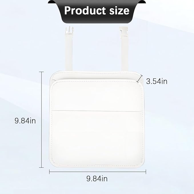 Zpana Car Seat Back Organizer, Leather Multipurpose Hanging Vehicle Backseat Headrest Storage Bag, Automotive Pouch Pocket Organizer for Kids & Adults, Universal for Truck SUV Sedan (White)