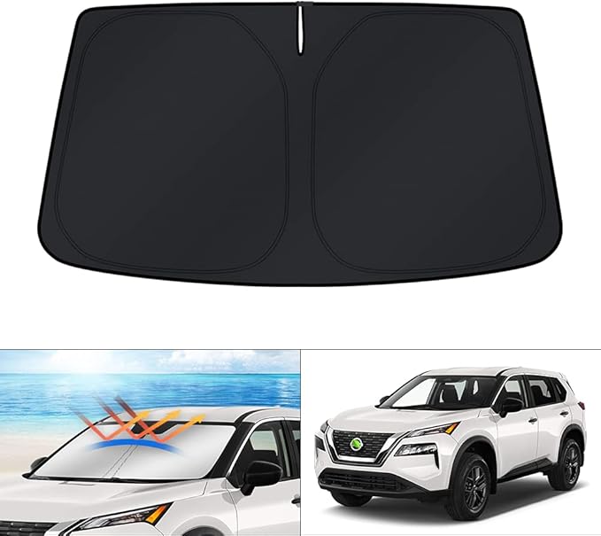 KUST Windshield Sun Shade for 2021-2025 2026 Nissan Rogue 3rd Gen. Accessories (Not for Rogue Sport) Custom Fit Window Shade Cover Sun Visor Sunshield Foldable Protector Blocks UV Rays Keep Car Cooler