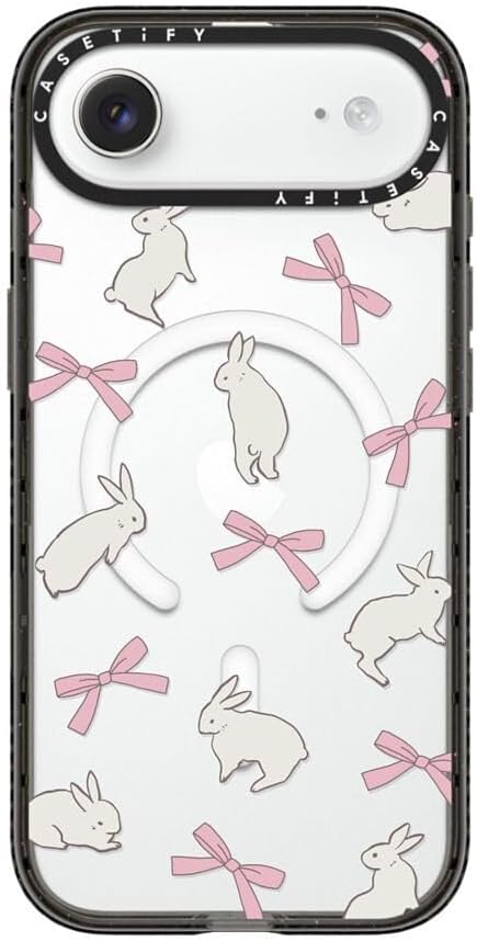 CASETiFY Impact iPhone Air Case [Slim/Compatible with Magsafe / 8.2 ft. 4X Military Grade Drop Protection] - Rabbit Ribbon - Clear Black