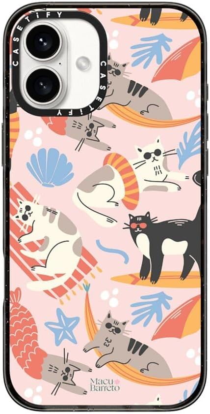 CASETiFY Impact Case for iPhone 16 Plus [8.2ft 4X Military Grade Drop Protection/Compatible with Magsafe] - Cozy Cats - Clear Black