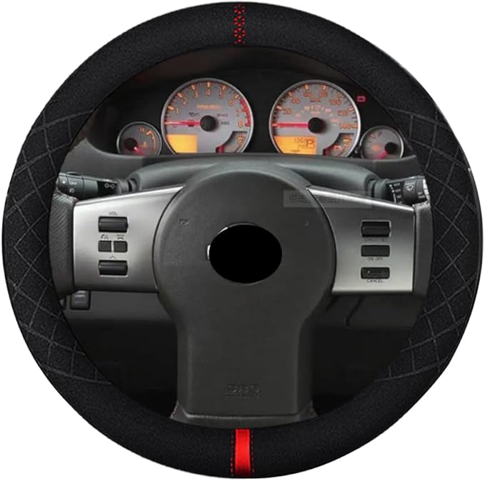 Suede Steering Wheel Cover,Compatible with Nissan Xterra Sentra Frontier Altima Rogue 350Z Murano Juke Alcantara Sport Non-Slip Wheel Cover Car Interior Accessories 15 inch For Man and Women