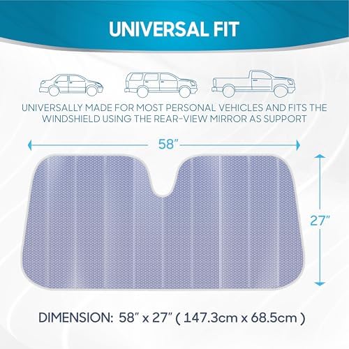 BDK Lavender Shine Car Windshield Sun Shade Accordion Folding Sunshade for Windshield Blocks UV Rays Sun Visor for Car Front Window Protector - Easy Setup Keeps Your Vehicle Cool - 58 x 27 inches