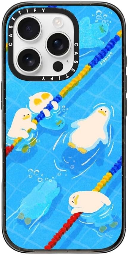 CASETiFY Impact iPhone 16 Pro Case [4X Military Grade Drop Tested / 8.2ft Drop Protection/Compatible with Magsafe] - Pool time - Clear Black