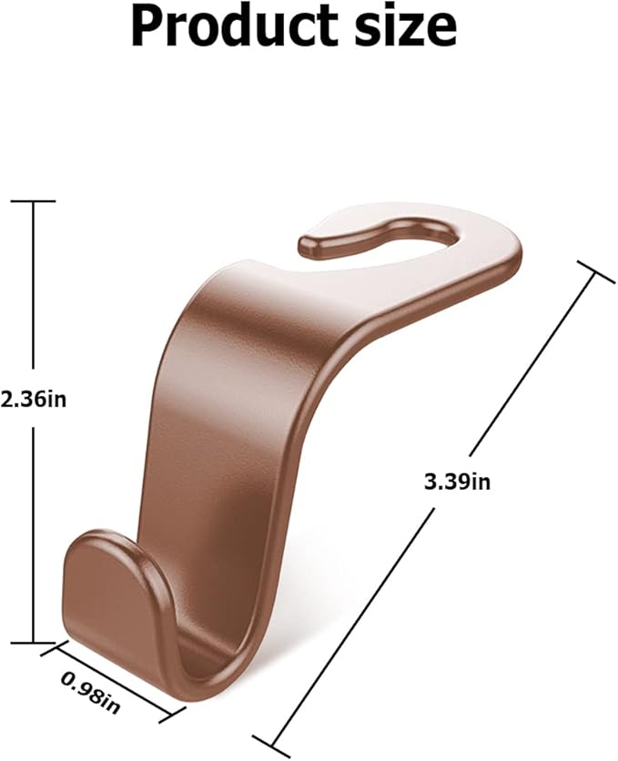 Car Seat Headrest Hook, 4PCS Multifunctional Auto Backseat Hangers, Universal Car Interior Accessories, Vehicle Storage Organizer for Purse, Coat, Umbrella, Grocery, Bag, Handbag (Coffee)