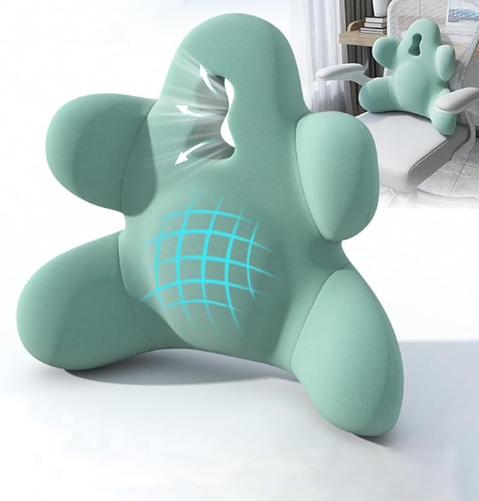 Lumbar Support Pillow for Office Chair, Back Pillow Lumbar Support for Car, Chair, Sofa - Improve Lower Back Pain Relief & Sitting Posture, Memory Foam Back Cushion for Long Sitting (Green)