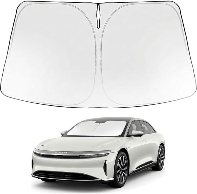 Proadsy Windshield Sun Shade for Lucid Air 2022-2026 Foldable Front Sunshade Protector Sun Visor Blocks UV Rays Keep Car Cooler Accessories