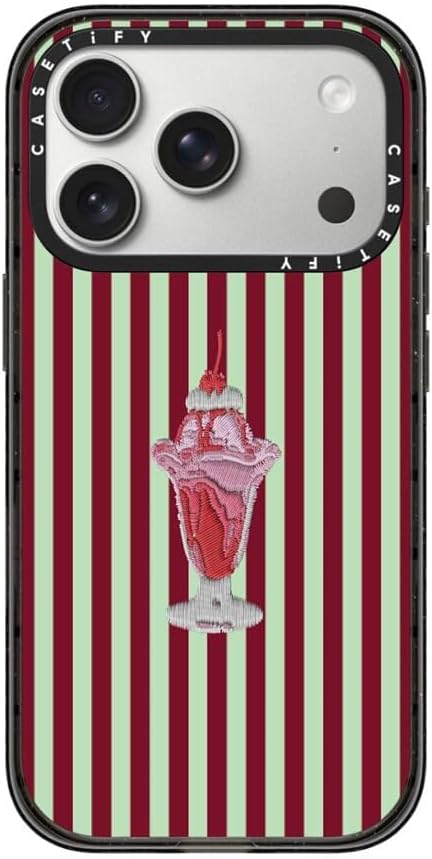 CASETiFY Impact iPhone 17 Pro Case [Slim/Compatible with Magsafe / 8.2 ft. 4X Military Grade Drop Protection] - Stripy Sundae - Clear Black