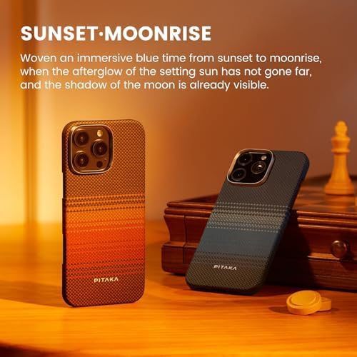 pitaka for iPhone 16 Pro Max Case Compatible with MagSafe, Thin & Light Case iPhone 16 Pro Max with a Caseless Feel, 1500D Aramid Fiber Woven [Tactile Woven-Sunset]