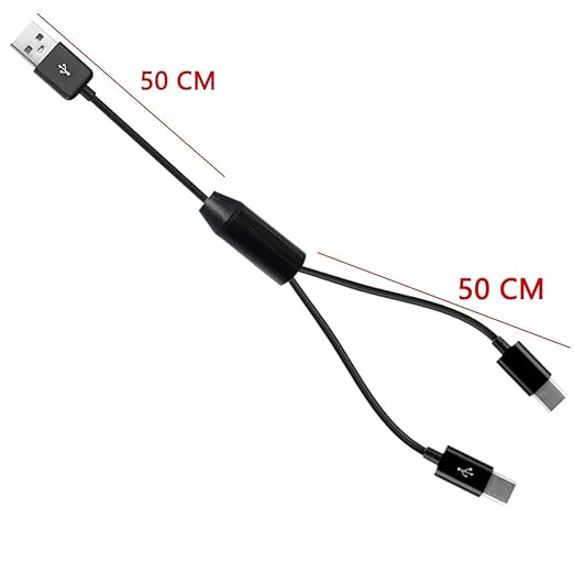 Multi USB C Splitter Y Cable, 2 in 1 USB 2.0 Type A Male to 2 Type C Male Cable Supports Charging And data transmission for i/Phone 15 Plus Pro Max, Galaxy S24/S23/S22, Huawei P40/P30 1meter (2 USB C)