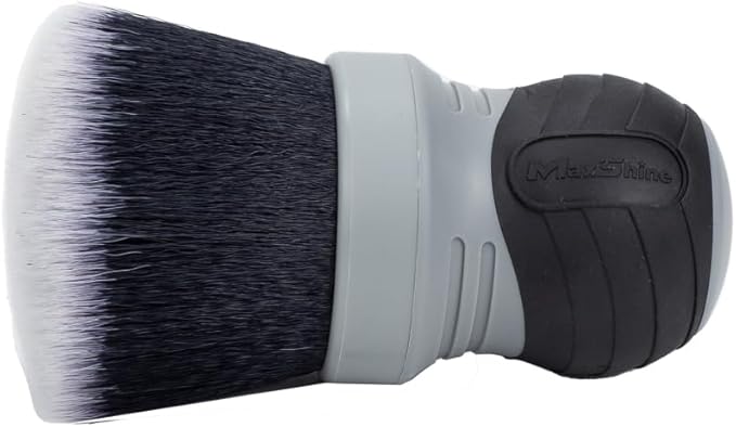 Maxshine Universal Gray Ultra Soft Large Bristle Brush with Storage Rack – Curved Grip & Ultra Soft Bristles – Ideal for Dashboard, Displays, Air Vents – Premium Interior Detailing Brush