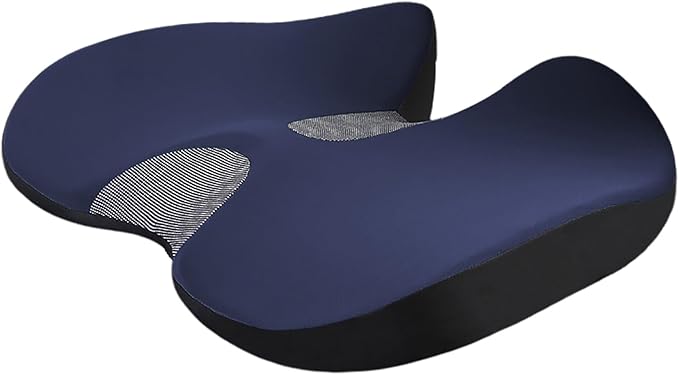Car Seat Cushion for Long Driving, Ergonomic Memory Foam Seat Cushion, Car Seat Cushion for Back Pain and Lumbar Support Non Slip and Easy Clean for Driving Gaming Chair and Travel C Navy Blue