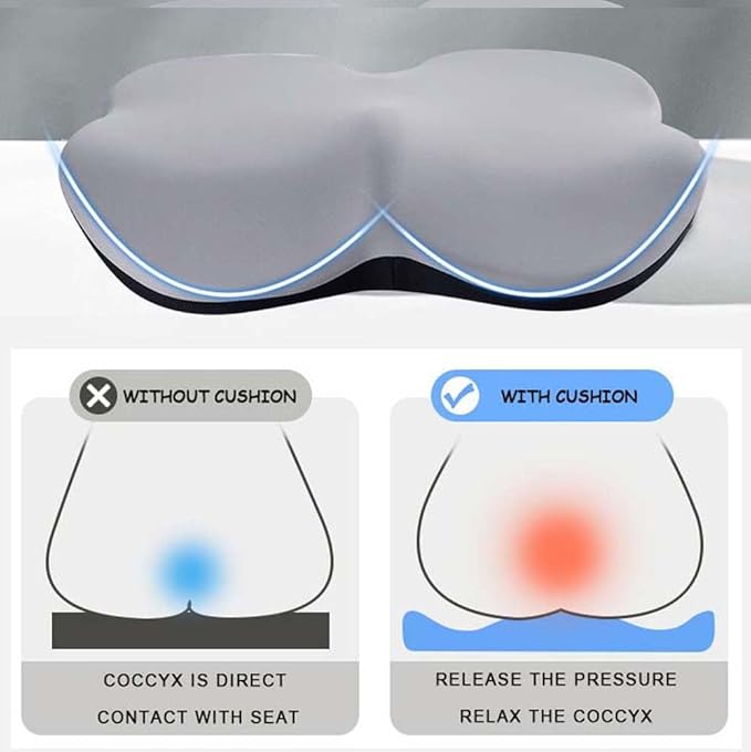 Adult Car Booster Seat Cushion, Memory Foam Car Seat Cushions for Driving, Non-Slip Automotive Seat Cushions for Sciatica & Lower Back Pain Relief